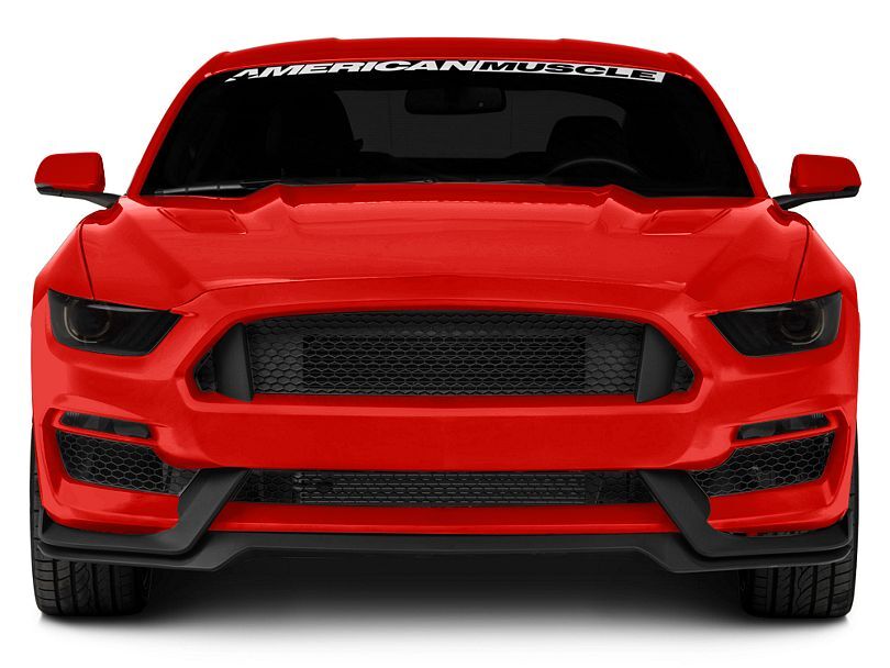 2016 GT350 Style Unpainted Black Front Lip Spoiler PP Polypropylene Upper Lower Grill Front Bumper Lip & Grille & Fog Light Cover Compatible With 2015-2017 Ford Mustang IKON MOTORSPORTS 