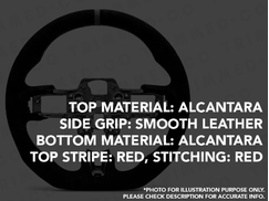 Trimmed Co. Alcantara w/ Smooth Leather Grip Steering Wheel - Red (15-17)