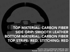 Trimmed Co. Carbon Fiber w/ Smooth Leather Grip Steering Wheel - Red (18-23)