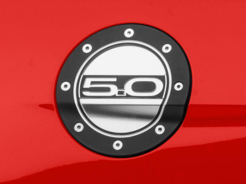 Drake Competition Series Fuel Door w/ 5.0 Logo - Black & Silver (15-23)