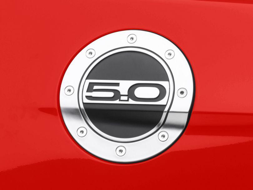 Drake Competition Series Fuel Door w/ 5.0 Logo - Silver & Black (15-23)