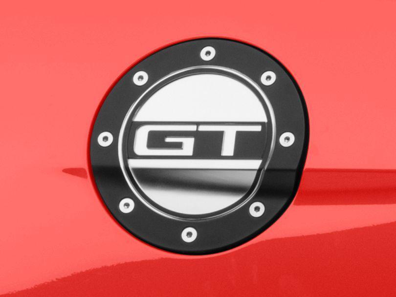 Drake Competition Series Fuel Door w/ GT Logo - Black & Silver (15-22)