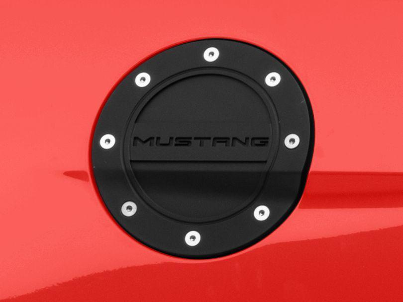 Drake Competition Series Fuel Door w/ Mustang Logo - Black (15-23)