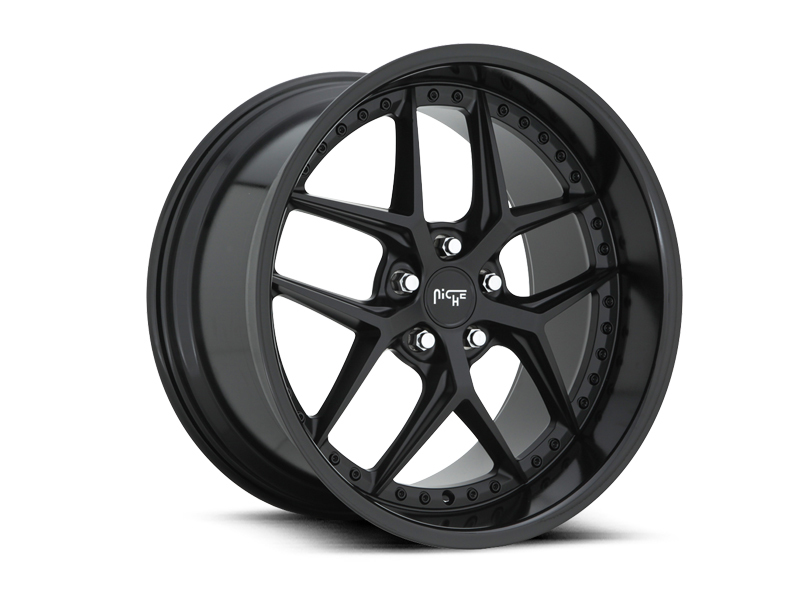 Niche Vice M226 Satin Black w/ Gloss Black Lip Wheel Kit - 20x9/20x10.5 (15-23)