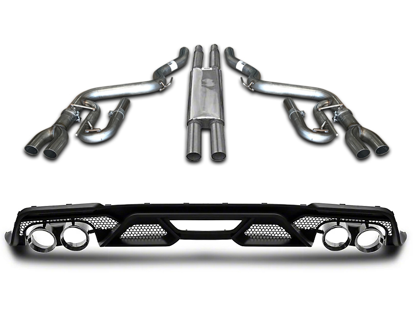 Solo Performance Mach XV Cat-Back Exhaust (NON Active) w/GT500 Style Rear Diffuser & Tips (15-23 GT)