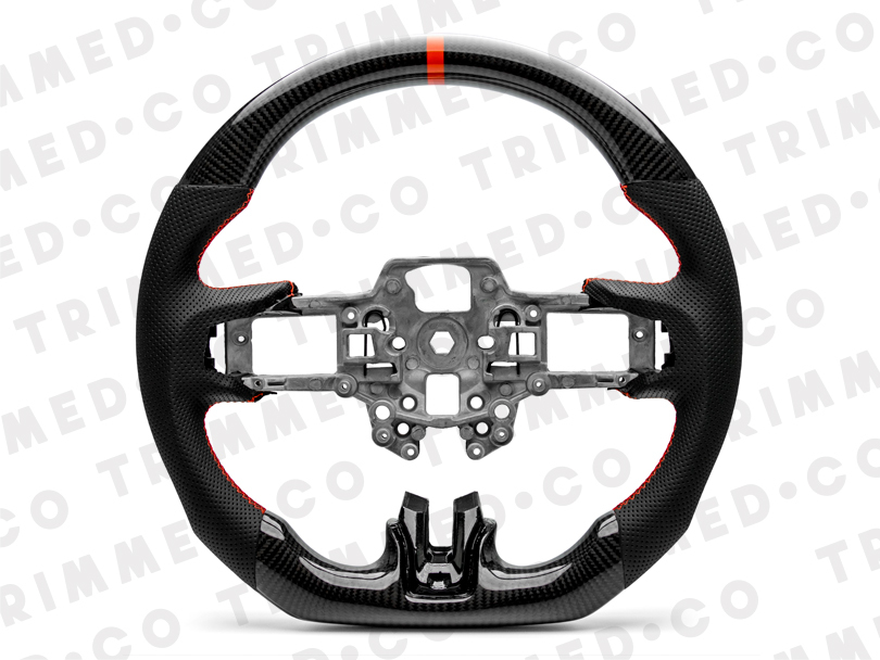 Trimmed Co. Carbon Fiber w/ Perforated Leather Grip Steering Wheel - Red (15-17)