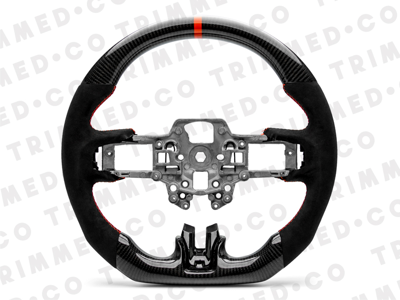 Trimmed Co. Carbon Fiber w/ Alcantara Grip Steering Wheel - Red (18-23)