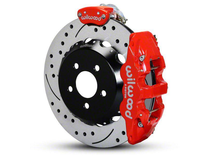 Wilwood AERO4 Rear Brake Kit w/ 14 in. Drilled & Slotted Rotors - Red (15-23)